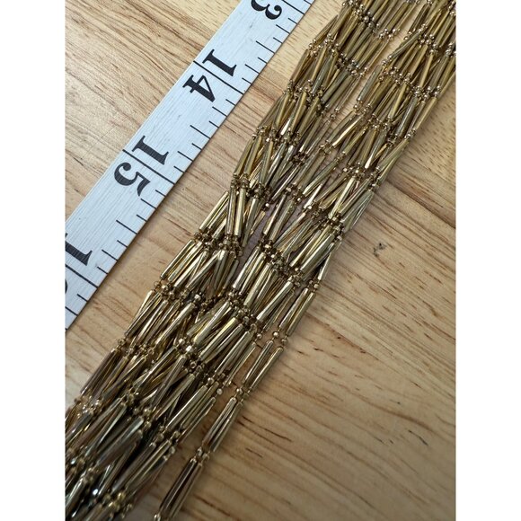 Coldwater Creek Long Layered Gold-Tone Necklace With Multi-Strand Tubular Beads - Picture 7 of 9